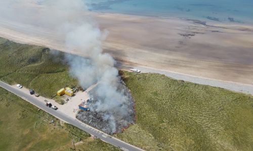 Sand dune fire, Marram Grass burns in hot weather June 6th 2023